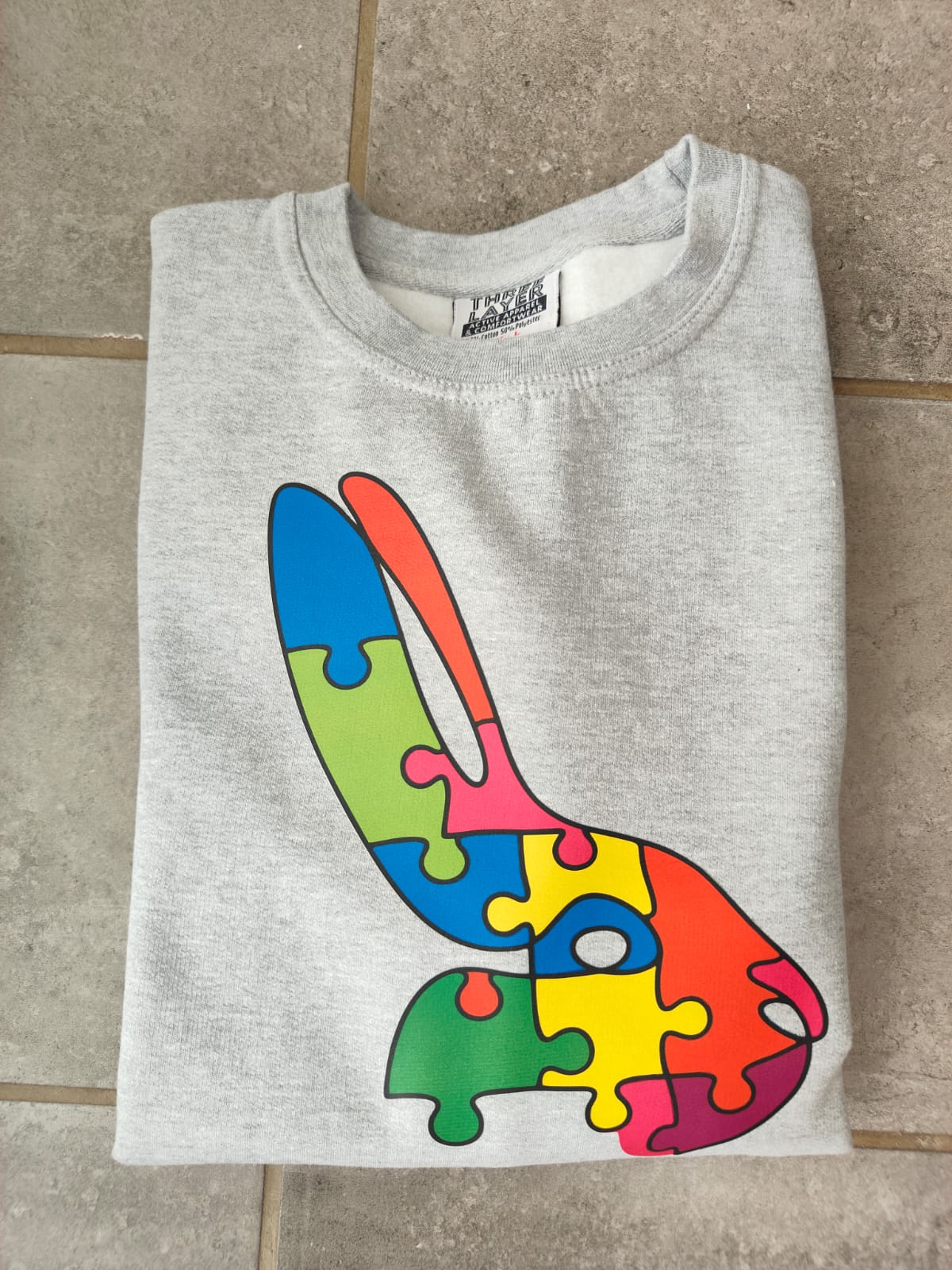The Puzzle Head Crew – Grey Rabbit Graphic Sweatshirt